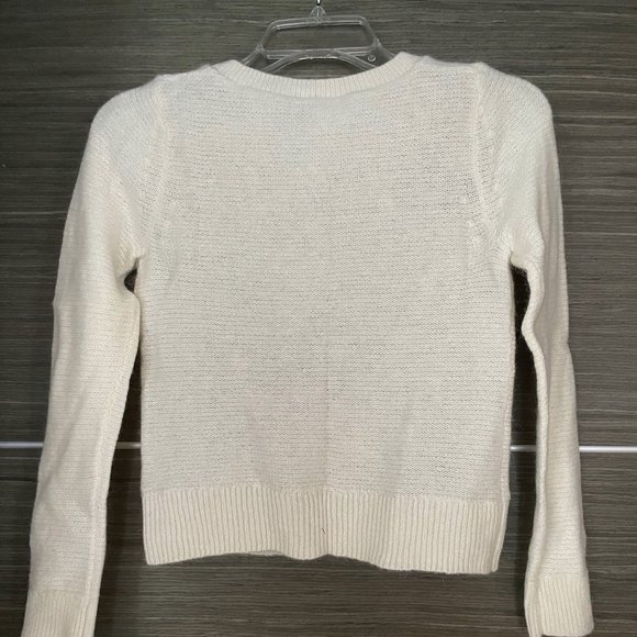 Anthropologie Epoca Cardigan Cropped Ivory Button Front Sweater XSP & MP Petite - Picture 12 of 13